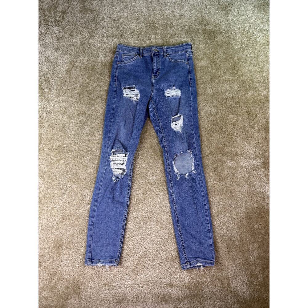 Topshop Moto Jeans Women's Jamie Size 28 Skinny Stretch Distressed Ankle C201